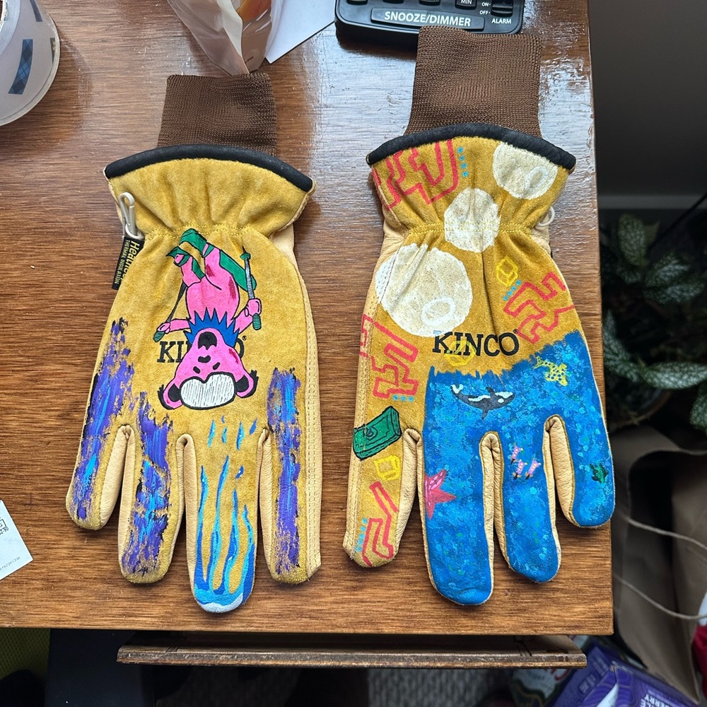 Kinco Leather Winter Gloves Deadhead Colorful Men's Ski Snowboard